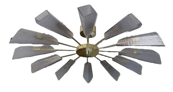 Ventilatore Style Chandelier with Murano Glass Tiles, Italy, 1980's.
