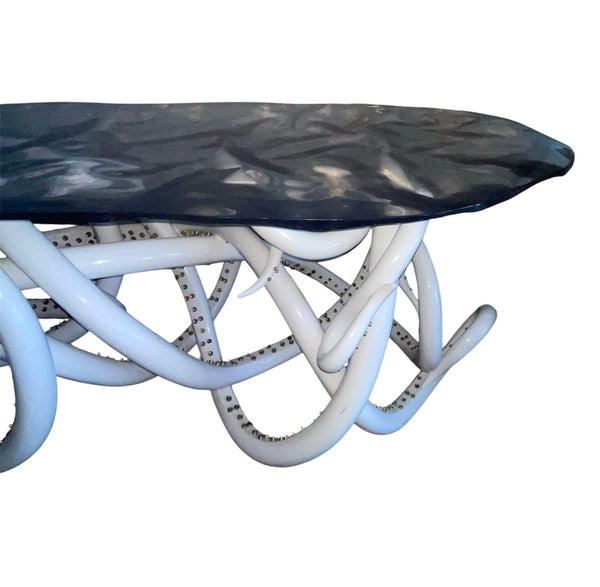 Limited Edition Sculptural Octopus Console Table-Wavy Resin Top. U.S.A. 21st C.