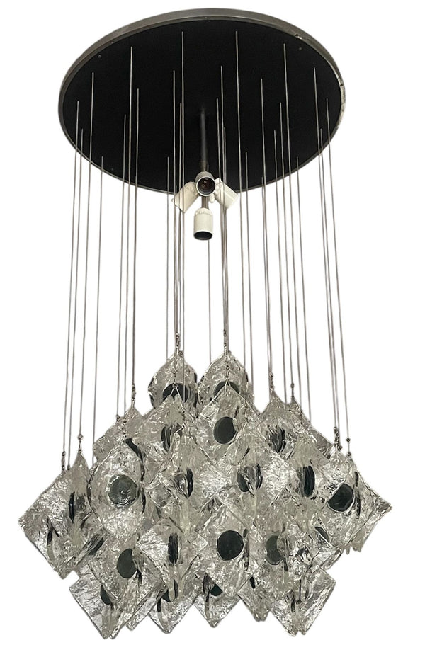 Kalmar "Eliche" Chandelier with Mazzega Murano Glass. Austria / Italy, 1960's
