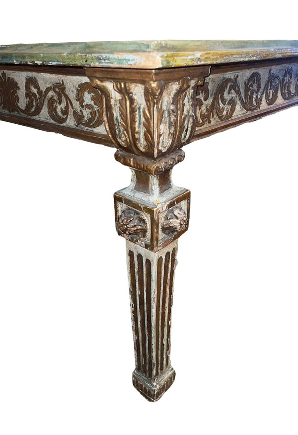 Early 19th-Century Italian Neoclassical Parcel-Gilt Long Center Table