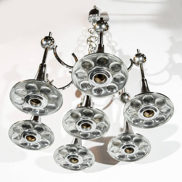 Vintage Italian Chandelier w/ Chrome & Murano Glass by Sciolari