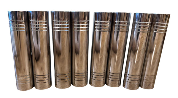 Four Italian Polished Chrome Cylindrical Wall Sconces, Italy, Mid 20th Century.