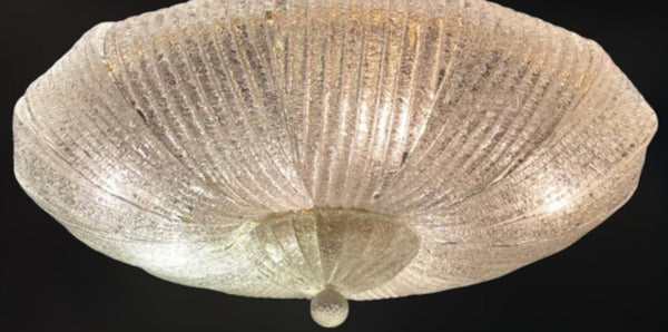 Vintage Clear Murano Glass Flush Mount in Style Barovier e Toso. Italy, 1960's.