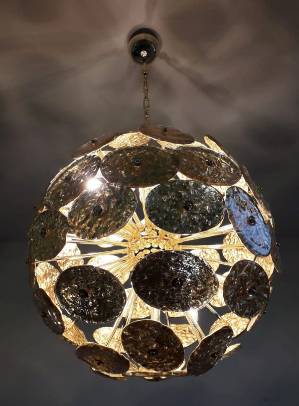 Italian “Galattico” Sputnik Chandelier – Dark Gold Murano Glass, 1980's.