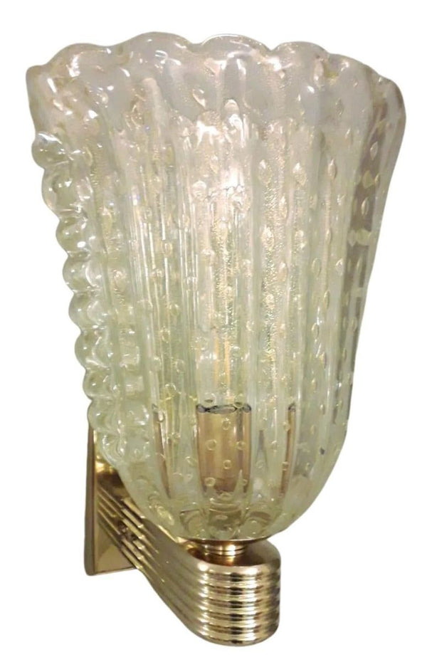 Set of Six Gold Bollicine Murano Sconces by Barovier e Toso. Italy, 1950's.