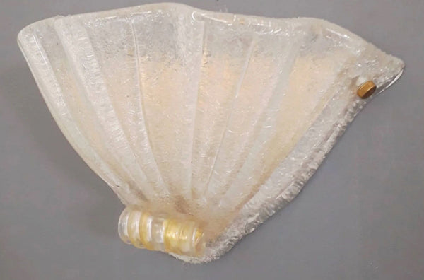 Pair of Italian Graniglia Murano Glass Uplight Sconces with Gold Flecks. 1960's.