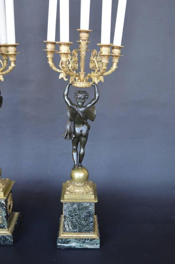 Late 19th C. Pair of Empire style Candelabras