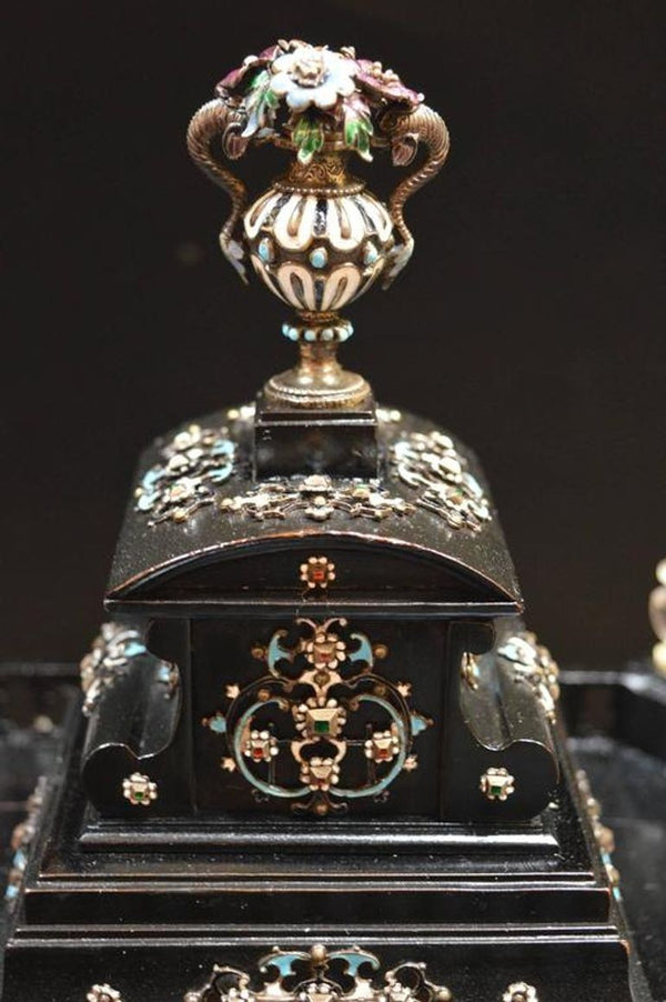 19th Century Austrian Ebony Jewelry Box by Hermann Ratzersdorfer.