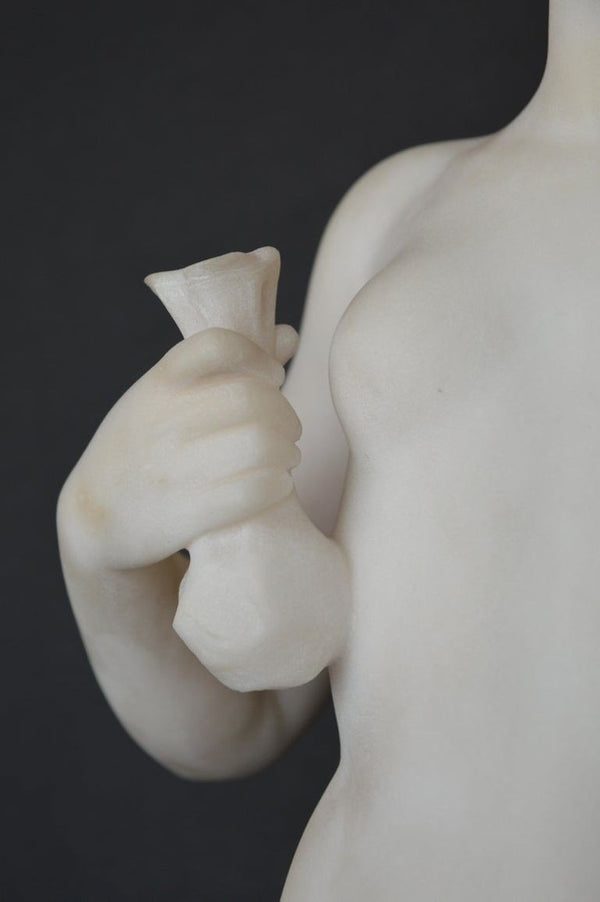 Late 19th Century Italian Carrara Marble Statue of a Young Lady.