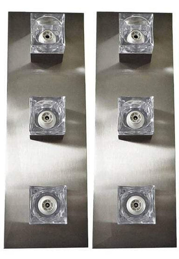 Set of Four Sciolari Glass Cube & Brushed Nickel Sconces. Italy, 1960's.