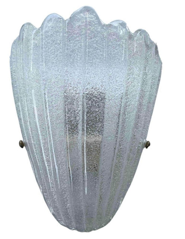 Set of Ten Clear Graniglia Shield Murano Glass Sconces. Italy, 1960's.