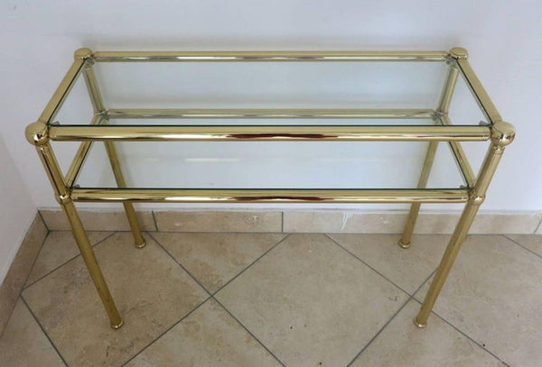 Pair of Italian Midcentury Brass Console Table, Italy, 1950s