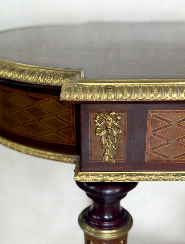 French 19th Century Inlaid Table w/ Bronze Mounts