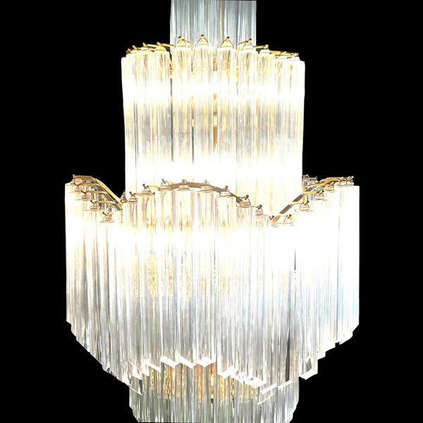 Vintage Italian Spiral Murano Glass Chandelier in the Style of Venini