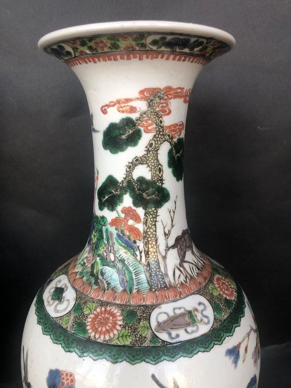 Pair of Late 19th Century Chinese Famille Verte Vases