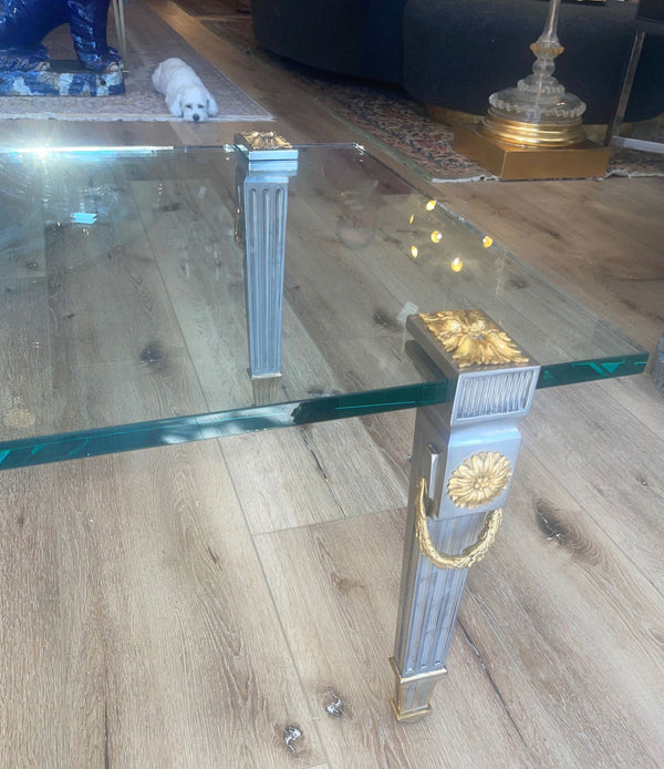 P.E. Guerin Louis XVI Style Bronze Garland Coffee Table. U.S.A Late 20th Century
