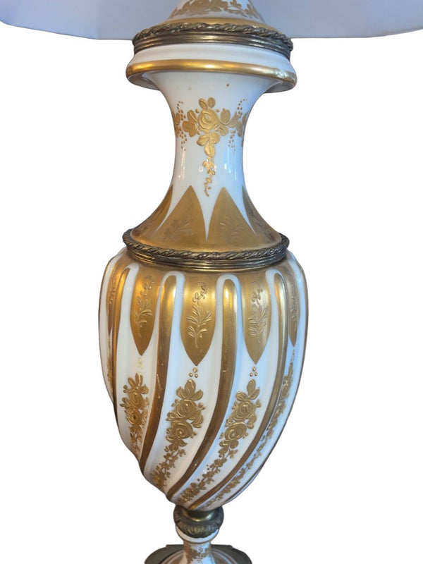 Pair Sèvres Style Porcelain Table Lamps Signed Weidmann Sèvres. France, 1950's.