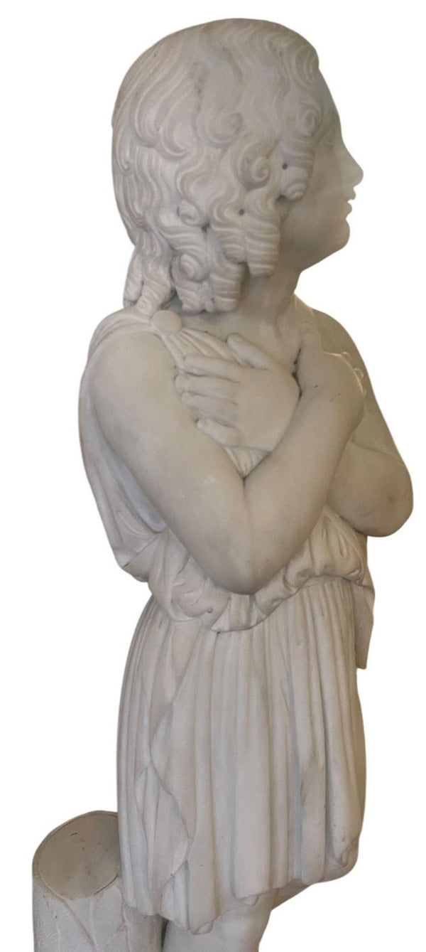 19th Century Italian Carrara Marble Classical Maiden Sculpture