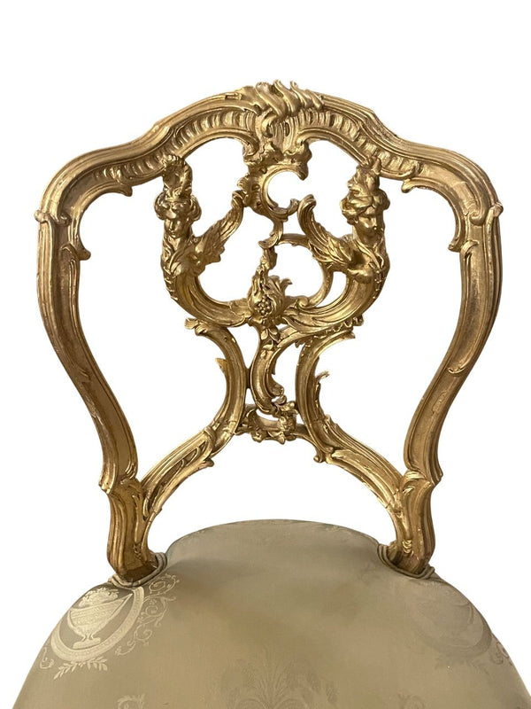 19th Century French Hand-Carved Gilded Chair