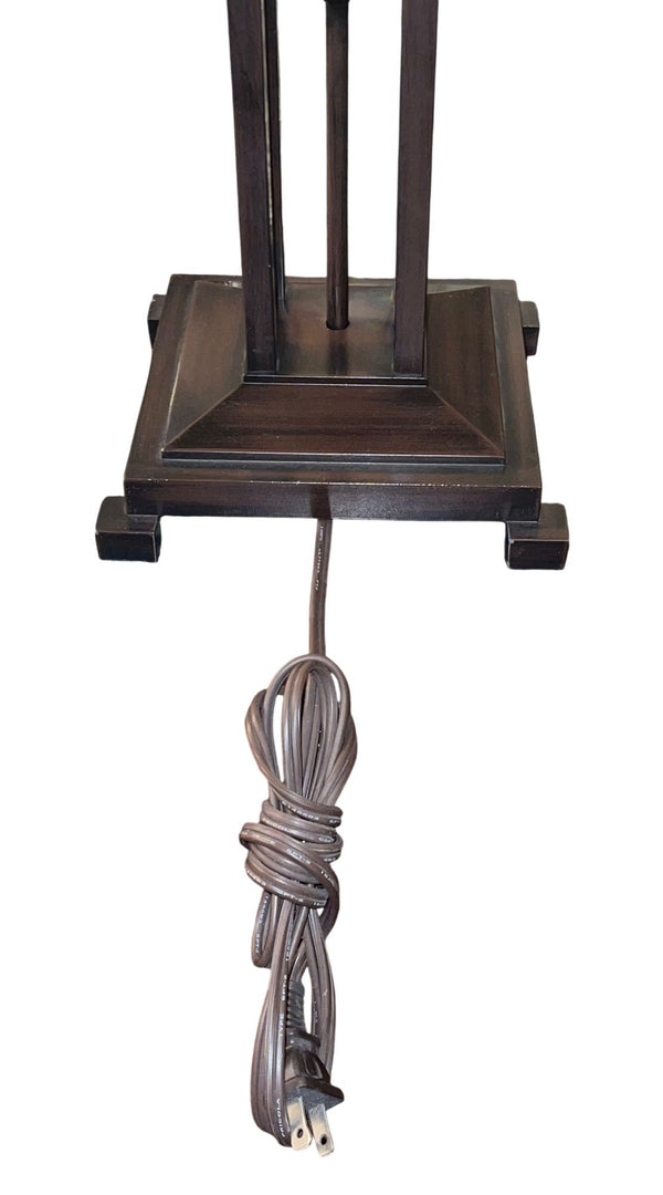Pair Arts & Crafts Style Metal & Glass Table Lamps. U.S.A. Late 20th Century.