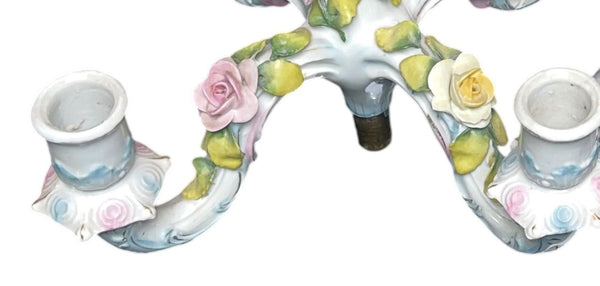 Pair of Meissen Style Porcelain Five-Arm Candelabras. Germany, 20th century.