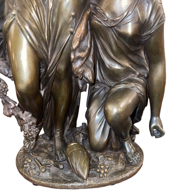 19th Century French Bronze Bacchantes Group After Clodion. Numbered 4123