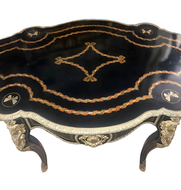 19th Century Napoleon III Ebonized Writing Desk w/ Gilt Bronze & M.O.P
