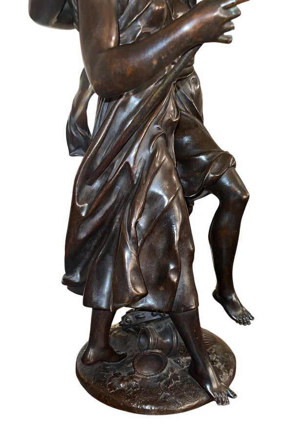 H. Dumaige Bronze Sculpture of Two Dancing Women. Late 19th Century, France.