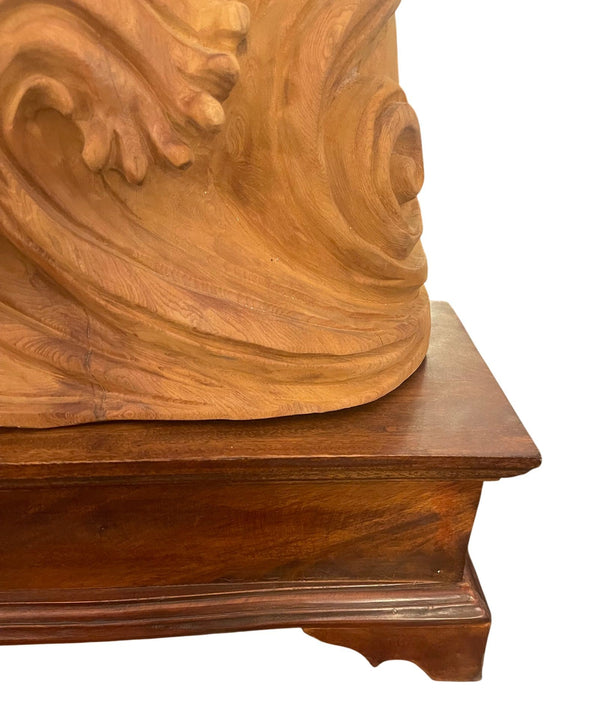 Large 20th Century Vietnamese Nhất Long Vờn Ngọc Dragon Pearl Wood Sculpture