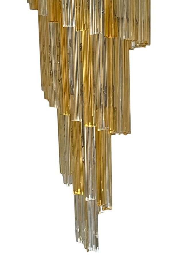 Mid-20th Century Italian Spiral Chandelier with Amber & Clear Venini Glass
