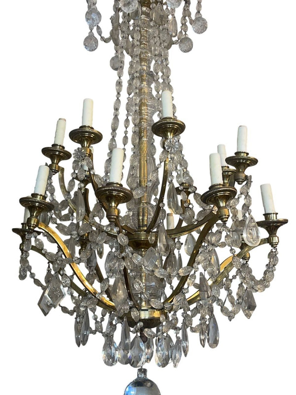 Late-19th Century English Crystal and Gilt Bronze Chandelier