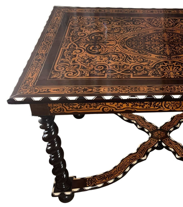 Italian Mid-19th Century Inlaid, Ebony and Bone Table