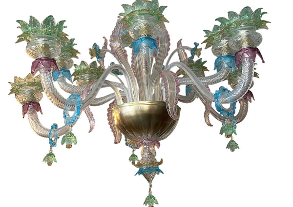 Italian Murano Glass Multi-Color Floral Chandelier