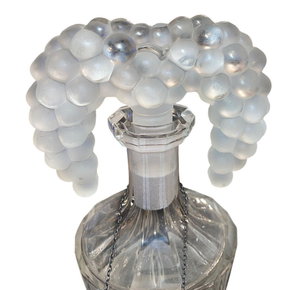 Pair of Hoffmann Art Deco Crystal Nude Figural and Grape Decanters, 1920's.