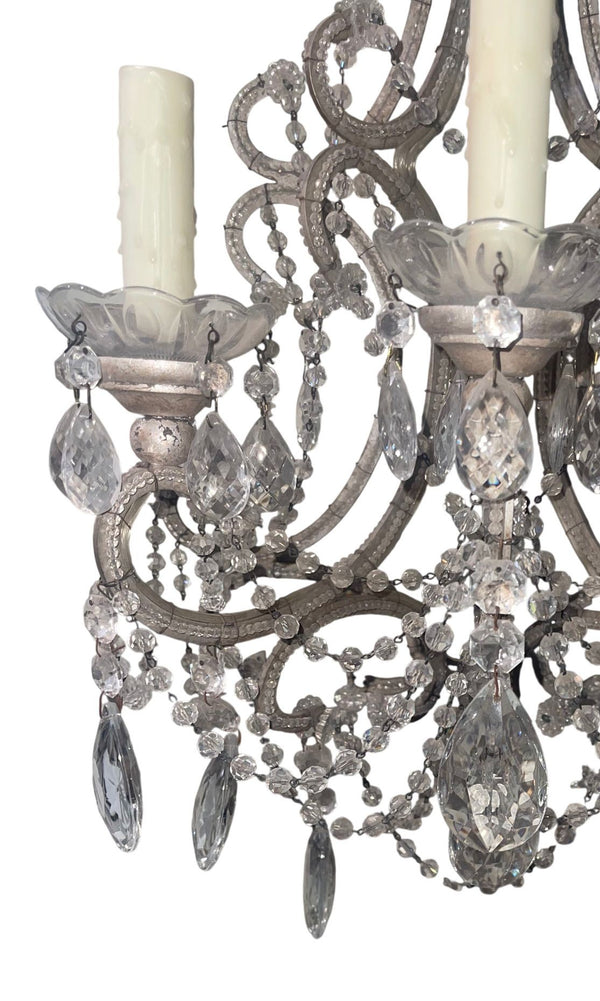 Pair Italian Crystal Beaded Wall Sconces, Mid-20th Century