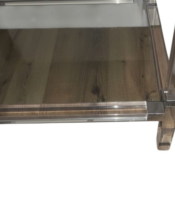 Pair Large Acrylic Etageres in the Style of Charles Hollis Jones. U.S.A. 1970's