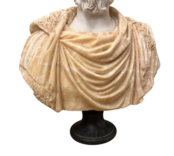 Bust of Roman Emperor Septimius Severus on Black Marble Base. Italy 20th Century