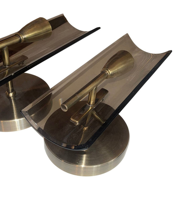 Pair of Cristal Arte Smoky Glass Italian Sconces, 1960's.