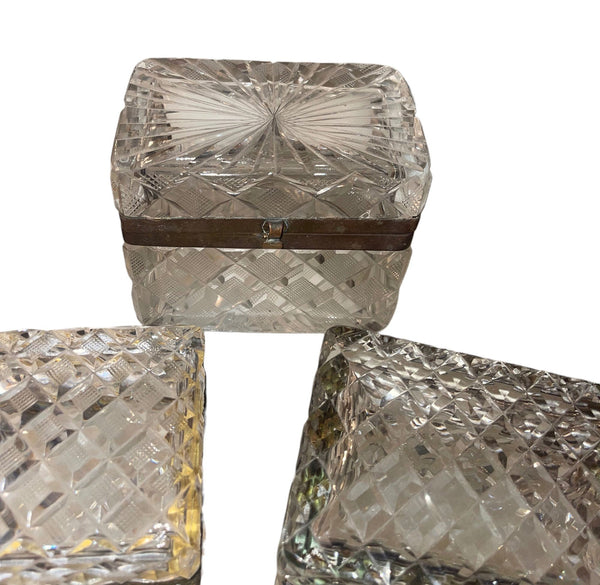 Set of Three Baccarat Cut Crystal Jewelry Boxes, Late 19th Century.