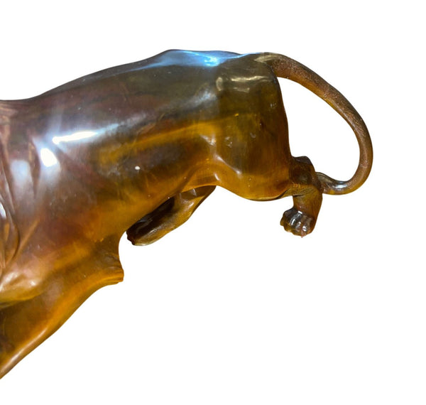 Mid-20th Century Tiger’s Eye Quartz Lion Carving Attributed to Georg O. Wild.