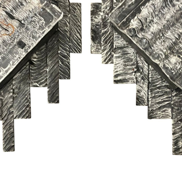 Pair Italian Brutalist Glass Sconces by Albano Poli for Poliarte Italy, 1970's.