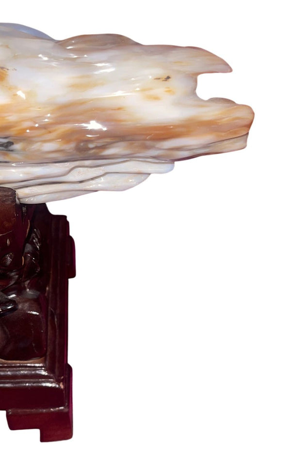 100 Million Year Old Burmese Petrified Wood Sculpture on Carved Stand