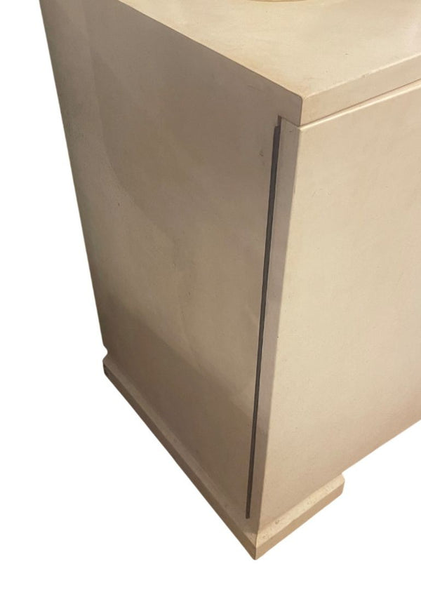 Parchment-Covered Four-Door Sideboard in the Manner of Samuel Marx. U.S.A. 1940s