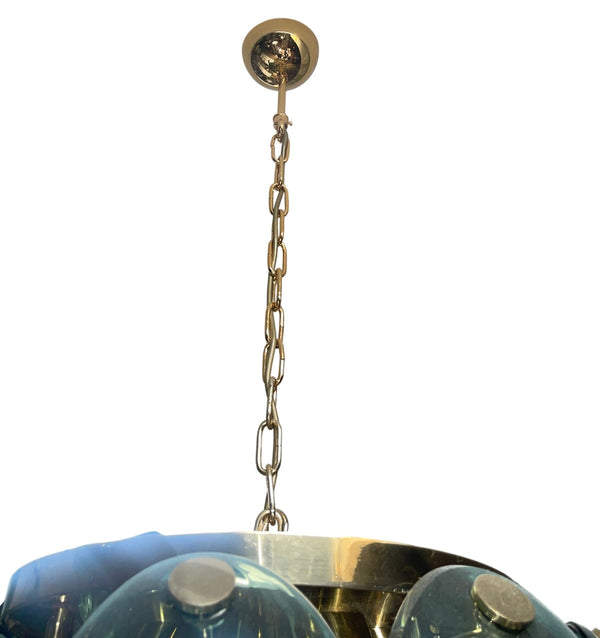Cristal Arte Beveled Glass & Brass Pendant. Italy, 1960's.