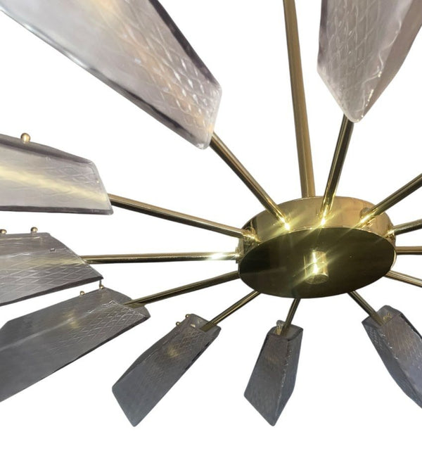 Ventilatore Style Chandelier with Murano Glass Tiles, Italy, 1980's.