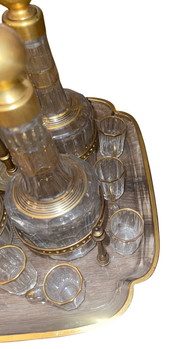 19th Century French Baccarat Crystal Cave à Liqueur Tantalus Set