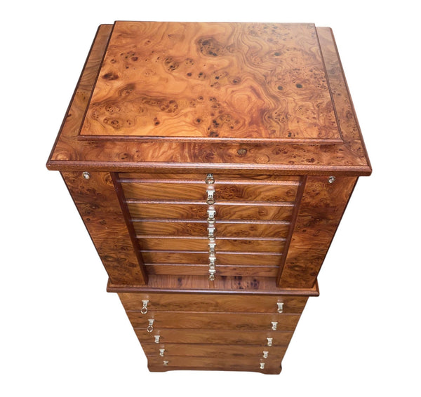 Agresti Lo Scrigno Briar & Mahogany Jewelry Armoire. Italy, 21st Century.