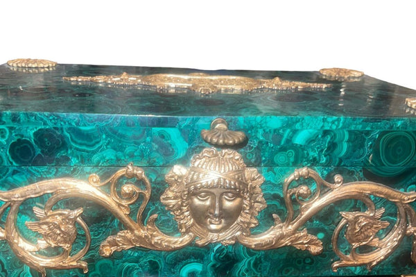 Russian Malachite and Gilt Bronze Decorative Box, Early 20th Century