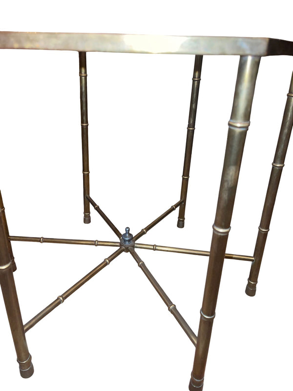 Pair of Mastercraft Brass Bamboo Form Side Tables. U.S.A. 1970's.