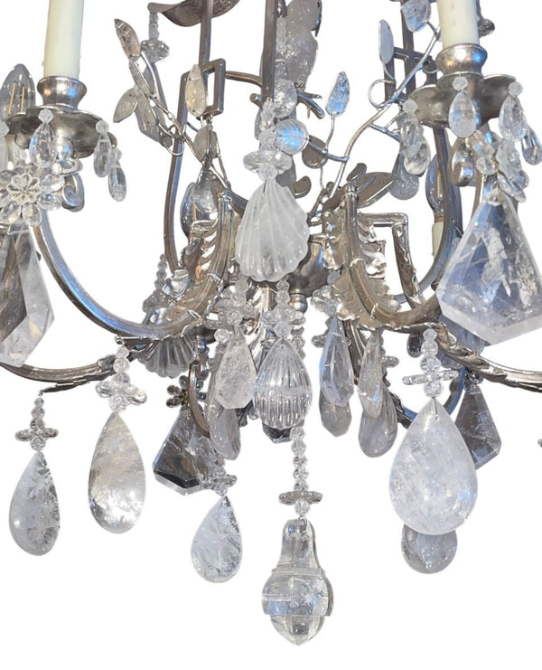20th Century French Rock Crystal Chandelier with Parrot Motif